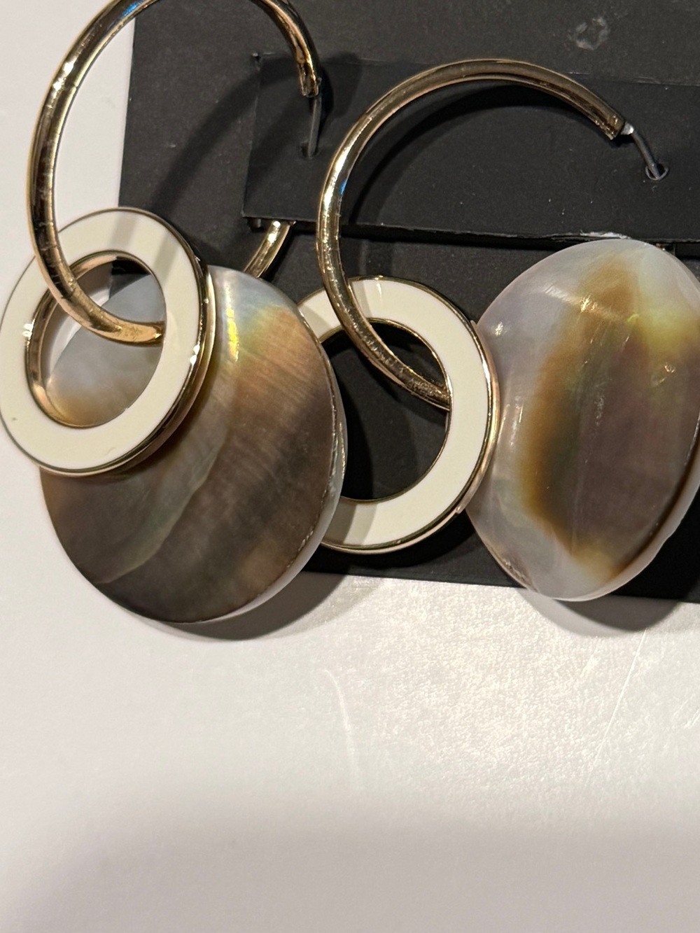 INC International Concepts Gold-Tone Mother of Pearl Hoop Drop Earrings - Picture 5 of 8